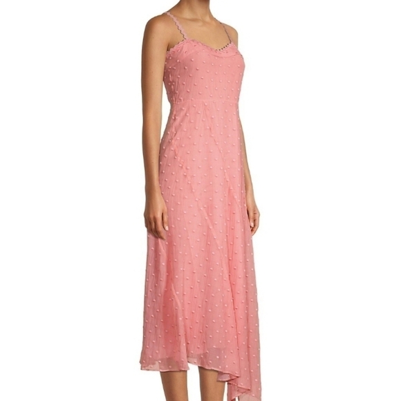 Rebecca Taylor Dot Embroidered Midi Dress in Grapefuit - Picture 4 of 12